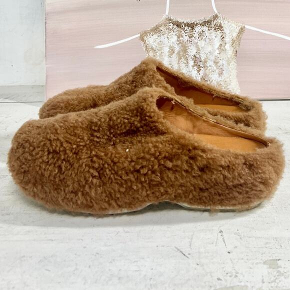 Rosetta Getty ECCO Slip-On Closed Toe Shearling Clog Slipper Toffee Women 38/7.5 - Picture 6 of 8